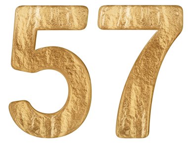 Beyaz arka plan üzerinde 3d render izole rakamı 57, elli yedi,