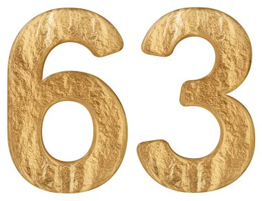 Beyaz arka plan üzerinde 3d render izole rakamı 63, altmış üç,