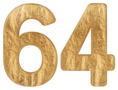 Beyaz arka plan üzerinde 3d render izole rakamı 64, altmış dört,
