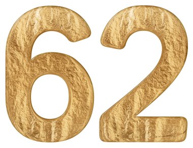 Beyaz arka plan üzerinde 3d render izole rakamı 62, altmış iki,