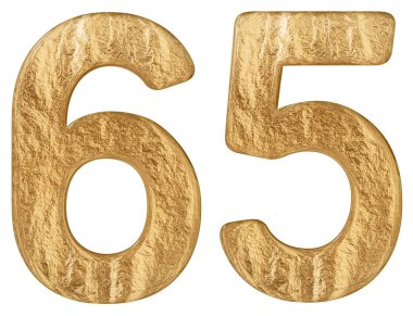 Beyaz arka plan üzerinde 3d render izole rakamı 65, altmış beş,