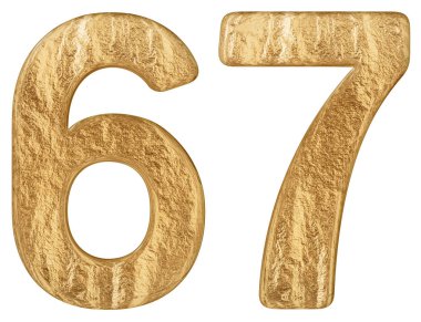 Beyaz arka plan üzerinde 3d render izole rakamı 67, altmış yedi,