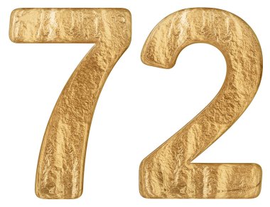 Beyaz arka plan üzerinde 3d render izole rakamı 72, yetmiş iki,
