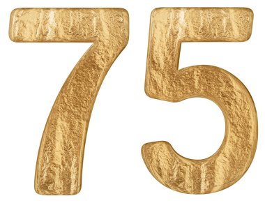 Beyaz arka plan üzerinde 3d render izole rakamı 75, yetmiş beş,