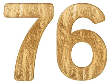 Beyaz arka plan üzerinde 3d render izole rakamı 76, yetmiş altı,
