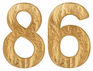 Beyaz arka plan üzerinde 3d render izole rakamı 86, seksen altı,
