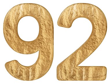 Rakamı 92, doksan iki, beyaz arka plan üzerinde 3d render izole