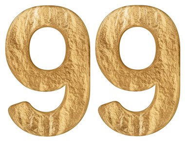Sayı 99, doksan dokuz, beyaz arka plan üzerinde 3d render izole