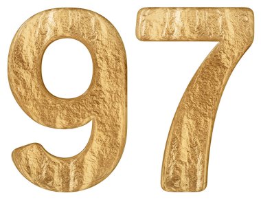 Rakamı beyaz arka plan üzerinde 3d render izole 97, doksan yedi,