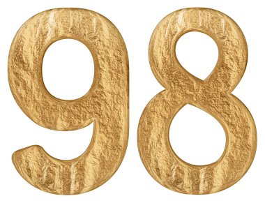 Sayı 98, doksan sekiz, beyaz arka plan üzerinde 3d render izole