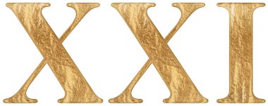 Romen rakamı XXI, unus et viginti, 21, yirmi bir, izole beyaz zemin üzerine, 3d render