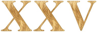 Romen rakamı Xxv, quinque et viginti, 25, yirmi beş, izole beyaz zemin üzerine, 3d render