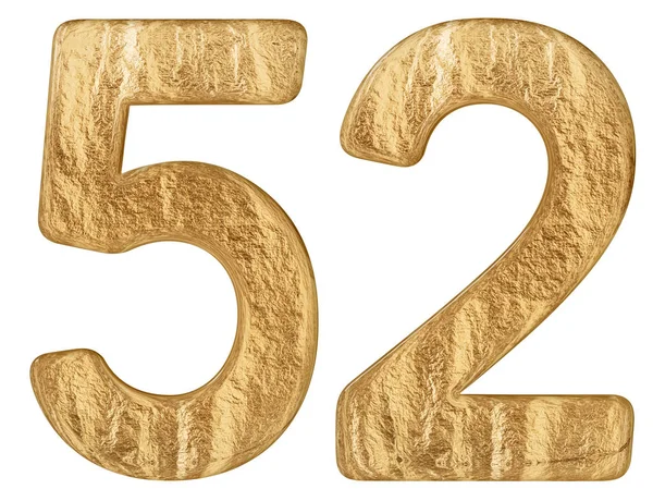 Beyaz arka plan üzerinde 3d render izole rakamı 52, elli iki,