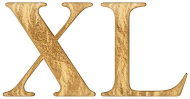 Romen rakamı Xl, quadraginta, 40, kırk, beyaz arka plan üzerinde 3d render izole