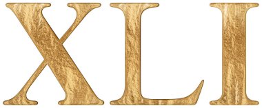 Romen rakamı Xli, unus et quadraginta, 41, kırk bir, izole beyaz zemin üzerine, 3d render