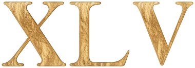 Romen rakamı Xlv, quinque et quadraginta, 45, kırk beş, izole beyaz zemin üzerine, 3d render