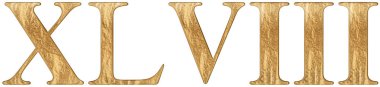 Romen rakamı Xlviii, octo et quadraginta, 48, kırk sekiz, izole beyaz zemin üzerine, 3d render