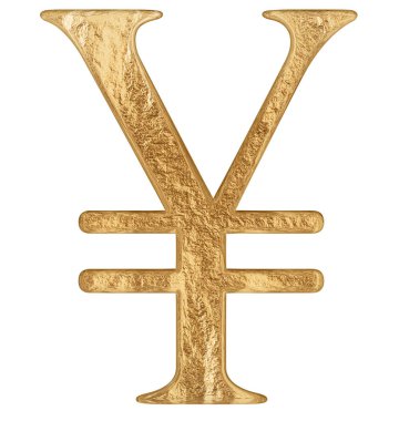 Beyaz arka plan üzerinde 3d rende izole Japonca yen sembolü