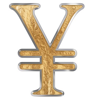 Beyaz arka plan üzerinde 3d render izole Japonca yen sembolü