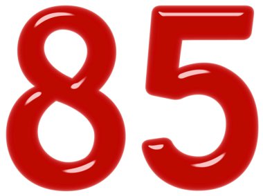 Beyaz arka plan üzerinde 3d render izole rakamı 85, 85,
