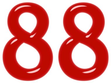 Beyaz arka plan üzerinde 3d render izole rakamı 88, seksen sekiz,