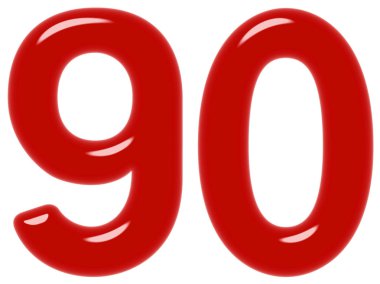 Rakamı 90, 90, beyaz arka plan üzerinde 3d render izole