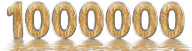 Rakamı 1000000, bir milyon, izole beyaz, su yüzeyine yansıyan 3d render