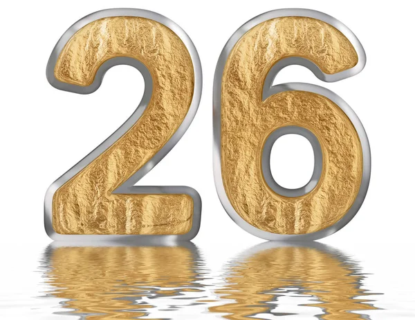 Numeral Twenty Six Reflected Water Surface Isolated White Render — Stock Photo, Image