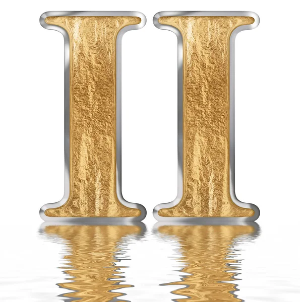 Numeral Dois Refletido Superfície Água Isolado Branco Renderização — Fotografia de Stock