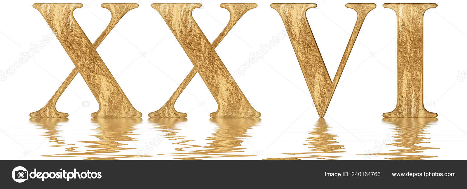 Xxvisex Video - Roman Numeral Xxvi Sex Viginti Twenty Six Reflected Water Surface Stock  Photo by Â©kostyuchenko 240164766