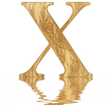 Romen rakamı X, decem, 10, 10, su üzerinde yansıyan yüzey, izole üzerinde beyaz, 3d render