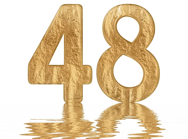 Numeral Forty Eight Reflected Water Surface Isolated White Render — Stock Photo, Image