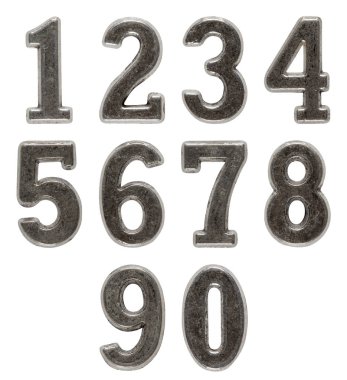 Metalden Arapça numaralarını ayarla, beyaz arka plan üzerinde izole