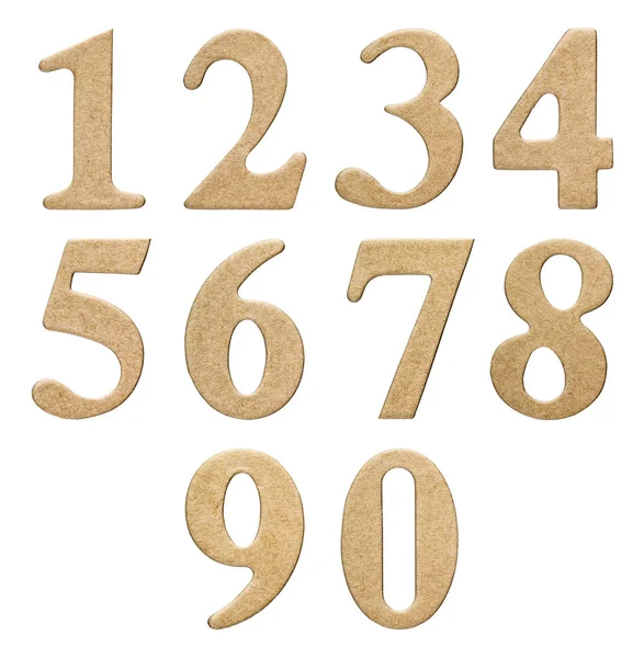 Set Arabic Numbers Cardboard Isolated White Background — Stock Photo, Image