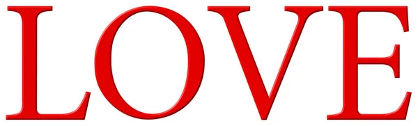 Wortliebe Buchstabensatz Großbuchstaben Rot Isoliert Auf Weißem Hintergrund Illustration — Stockfoto