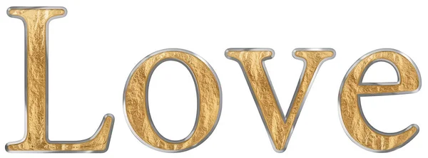 Kelime Aşk Mektupları Altın Gümüş Imitasyon Doku Ayarla Beyaz Arka — Stok fotoğraf