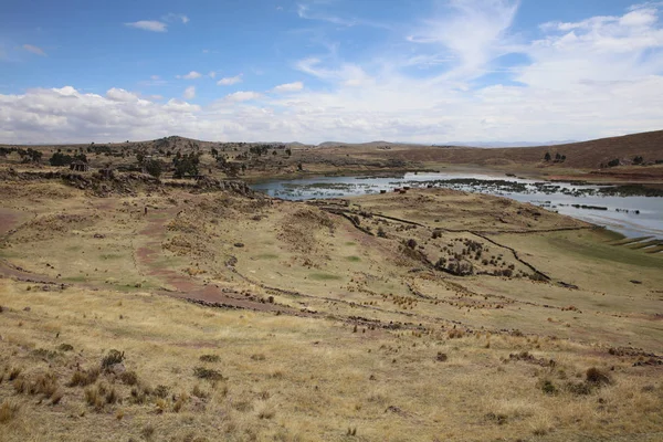 Tours Funéraires Chullpas Sur Site Archéologique Sillustani Région Puno Pérou — Photo