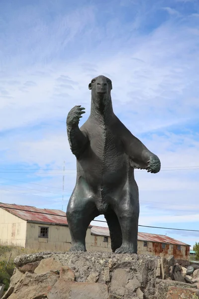 Puerto Natales Chile Października 2018 Statua Milodon Zaprasza Turystów Miasta — Zdjęcie stockowe