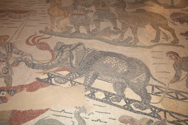 Piazza Armerina Italien August 2017 Mosaikfragment Der Römischen Villa Romana — Stockfoto