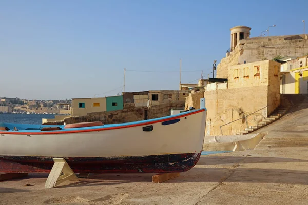 Valletta Bij Grand Harbor Site Met Vissersboten Malta — Stockfoto