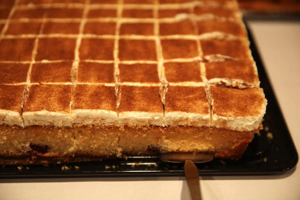 Torta Fatta Casa Con Crema Piatto — Foto Stock