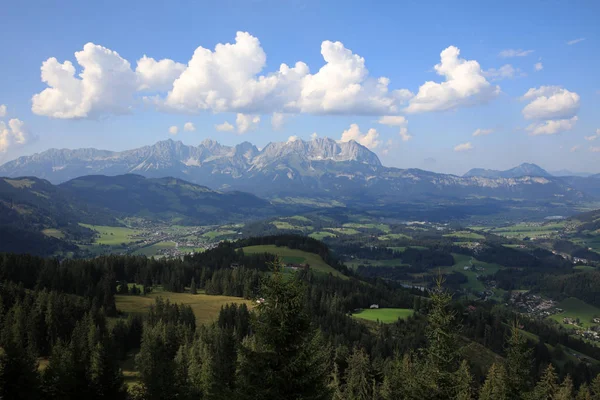 Vista Para Wilder Kaiser Kaiser Mountains Tirol Áustria — Fotografia de Stock
