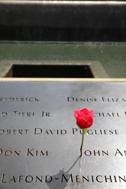 New York City, Usa - 29 Nisan 2019: 11 Eylül anıtı Rose ile birlikte Manhattan 'ın aşağısında. New York 'ta. Usa