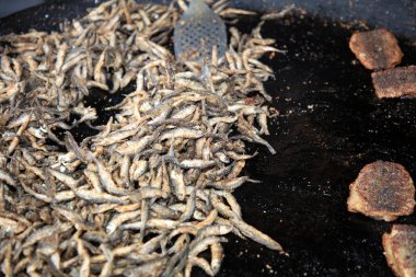 Market Meydanı 'nda bulunan Baltık Ringa Ringa Pazarı adlı geleneksel Helsinki Deniz Ürünleri Pazarı. Finlandiya