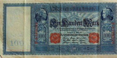 Eski Alman 100 Markı Kağıt Para 1910 'da basıldı