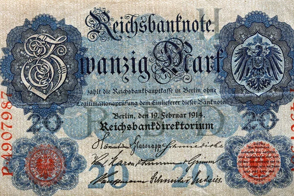 Vintage German Marks Paper Money Emitido 1914 — Fotografia de Stock