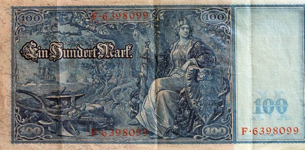 Vintage German 100 Marks Paper Money Emitido 1910 — Fotografia de Stock