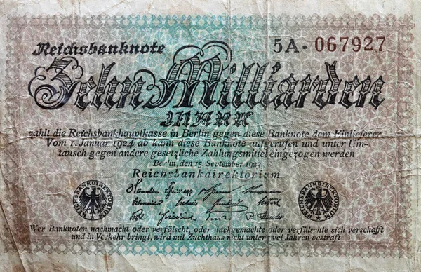 Dinheiro Papel Hiperinflação Alemão Vintage Emitido 1923 — Fotografia de Stock