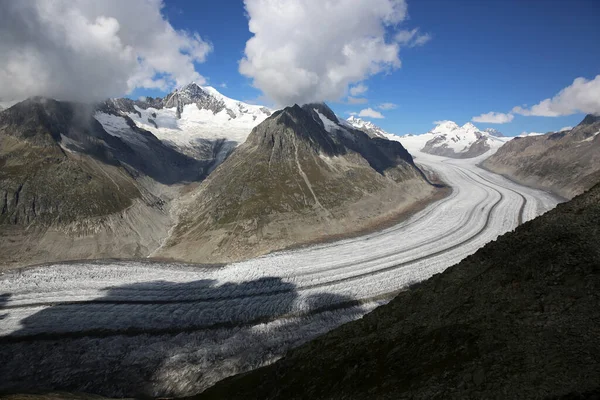 Lodowiec Aletsch Alpach Berneńskich Szwajcarii Europa — Zdjęcie stockowe