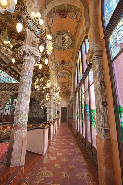 Palau de la Musica belső tér, Barcelona, Spanyolország, 2014 — Stock Fotó